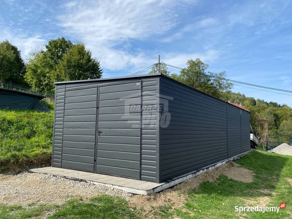 Garaż blaszany 3x9m brama dwuskrzydłowa antracyt
