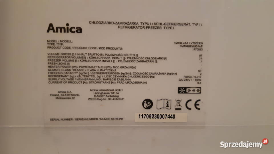 Lodówka Amica FM1044AA