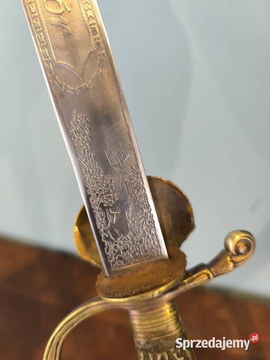 Piękny kordelas myśliwski Darz bór Antyki, Sztuka, Kolekcje