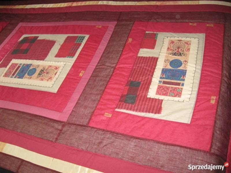 Bordowo malinowy patchwork narzuta Lublin