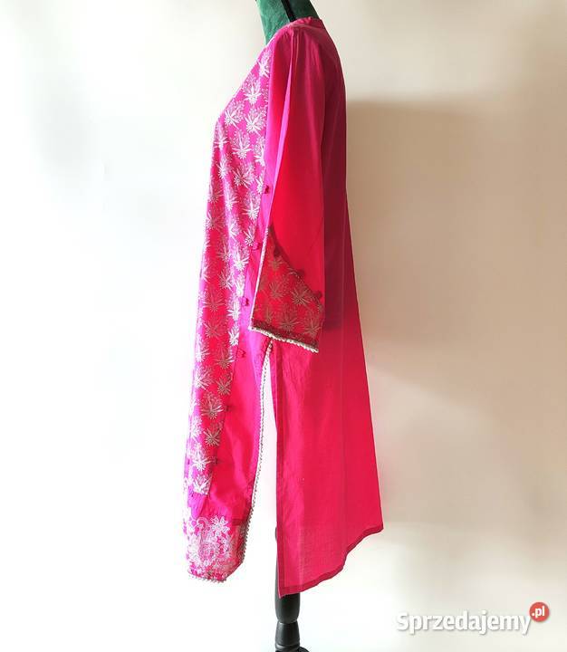 Nowa tunika indyjska różowa S 36 M 38 biały wzór zachodniopomorskie