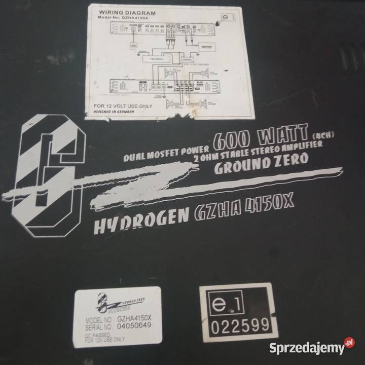 Wzmacniacz samochodowy 600w Ground zero hydrogen Wzmacniacze Szczecin