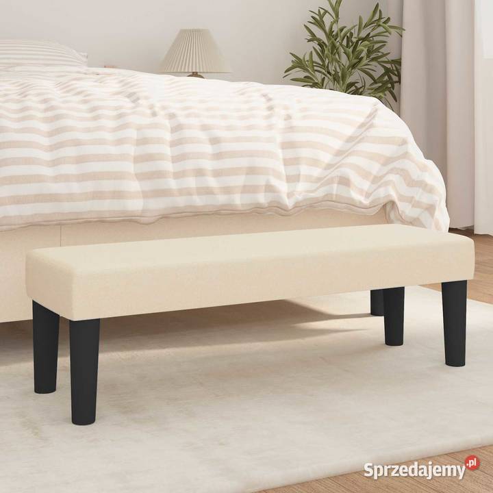 vidaXL Ławka kremowa 100x30x30 tapicerowana Dom i Ogród