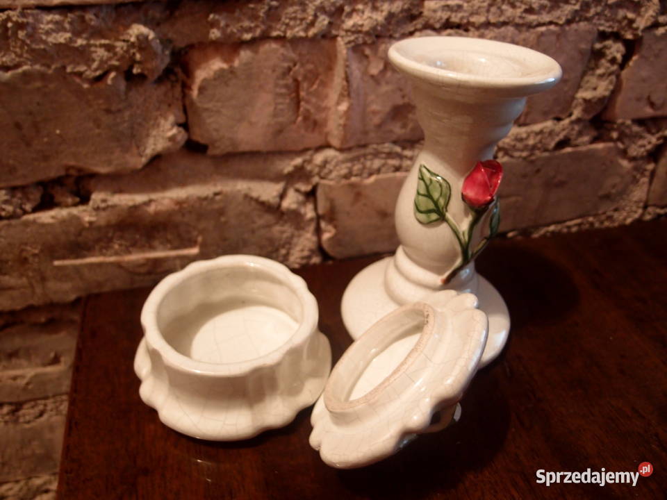 Rękodzieło ceramiczne z lat80tych świecznik i Łódź