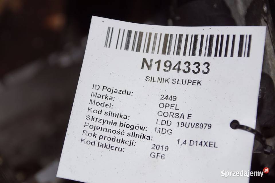SILNIK SŁUPEK OPEL CORSA E B14XER 14 kujawsko-pomorskie Lipno