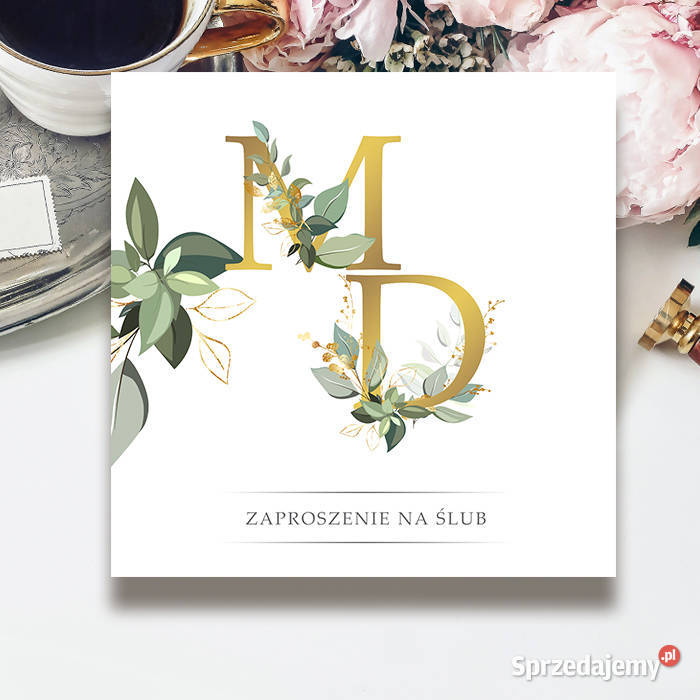 Zaproszenie ślubne Boho Greenery Inicjały Siedlce