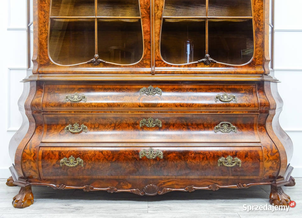 Stylowa Wysoka WITRYNA drewniana NeoBarok Orzech Kalisz