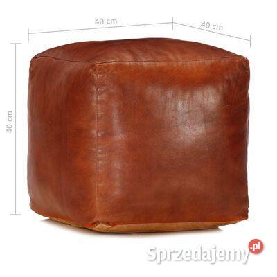 vidaXL Puf brąz tan 40x40x40 prawdziwa kozia