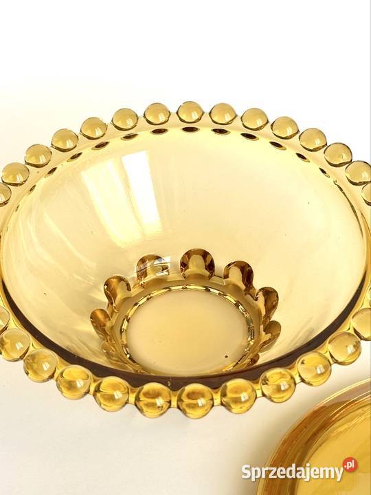 Piękna duża szklana miodowa bomboniera Rudolfova mazowieckie Warszawa sprzedam