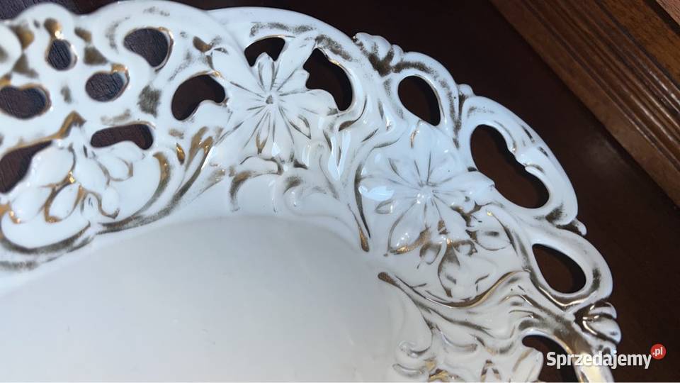 Patera półmisek Secesja Ażurowa Bez sygnatury Porcelana i szkło Gdańsk