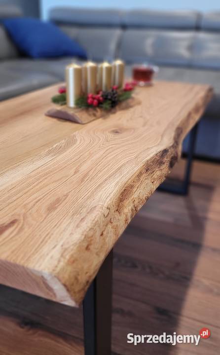 Industrialny stolik kawowy 120 Ława dębowy blat Tarnowskie Góry
