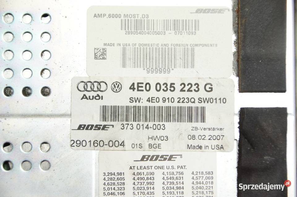 WZMACNIACZ AUDI A8 D3 4E0035223G Lipno