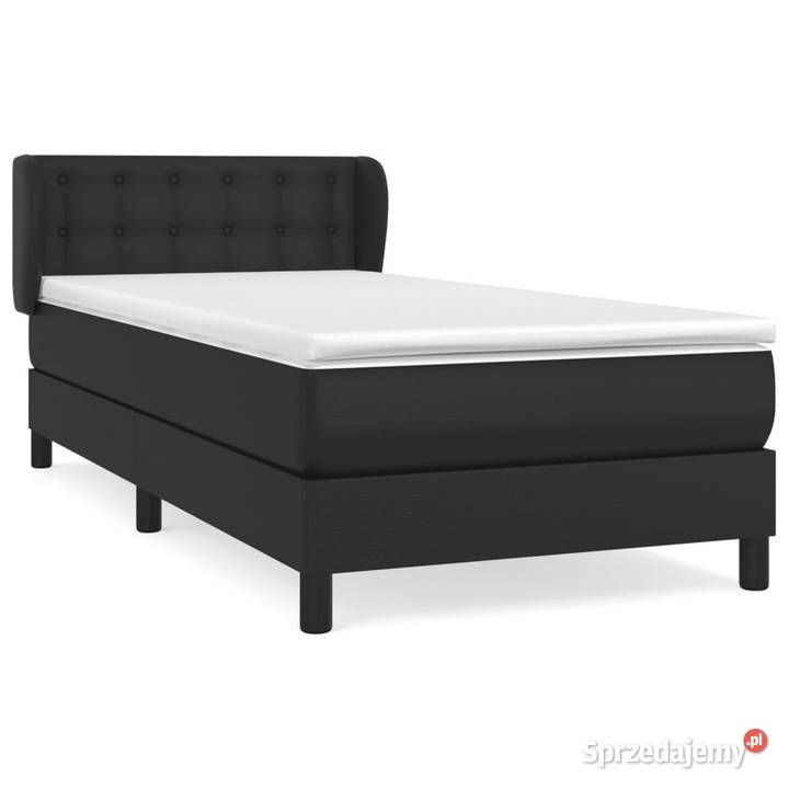Łóżko z Materacem Kontynentalne Czarne Ekoskóra 88cm sprzedam