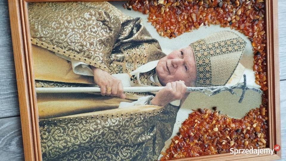 obraz Jan Paweł II bursztyny