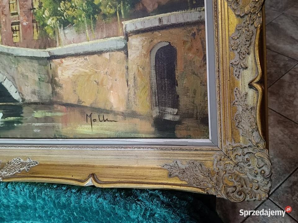 Stary duży obraz na płótnie z pięknej pałacowej Lipno