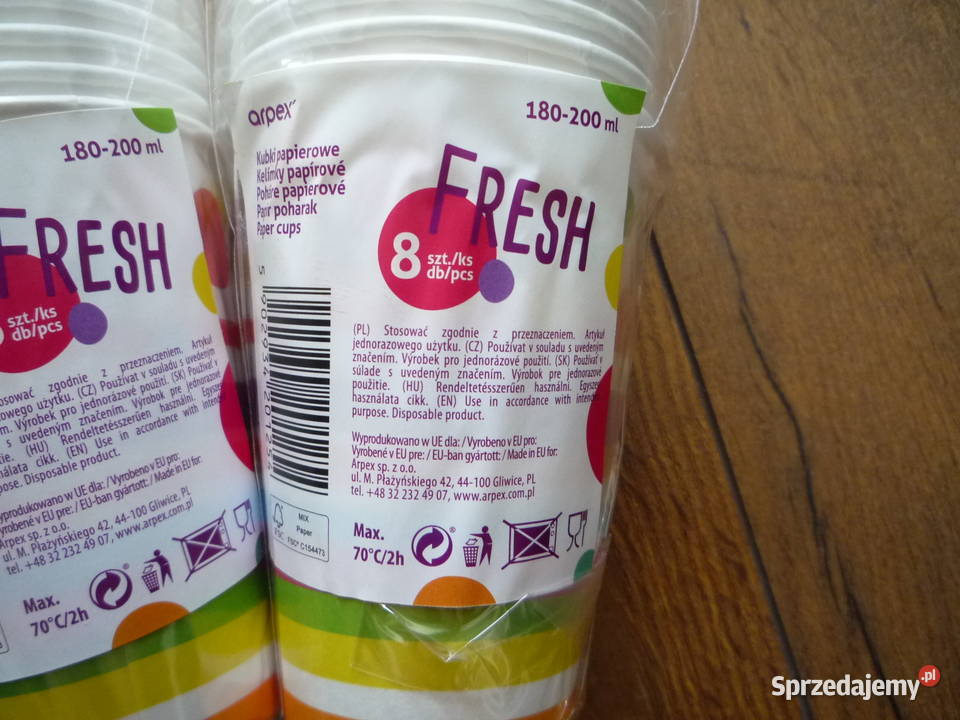 24 sztuki Arpex Kubki papierowe 200ml Fresh Szczecin