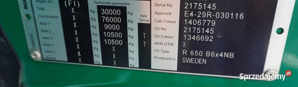 Scania R650 8x4 V8 Rama 820 2021 DMC 76000 Rok produkcji 2021 sprzedam