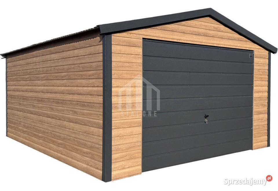 Garaż blaszany 4x4m brama uchylna drzwi okno blacha