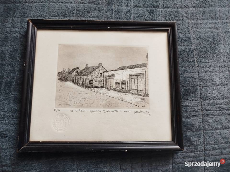 Obraz grafika podpisany z 1934 roku Antwerpia Opole sprzedam