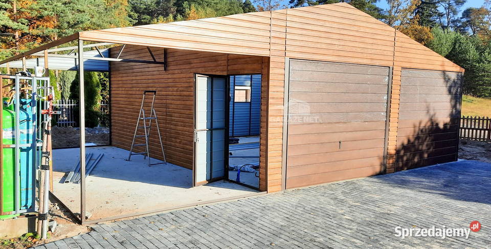 GARAŻ BLASZANY 65m x 6m 3m WIATA DWUSPAD DRZWI Architektura ogrodowa Łapanów