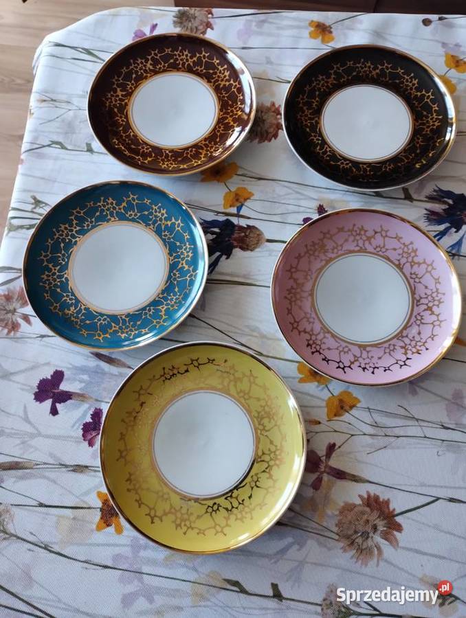 PRL talerzyki deserowe Lubiana multi kolor 5 Kutno