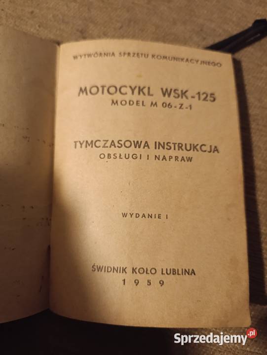 Instrukcja obsługi WSK M06Z1 podkarpackie Mielec sprzedam