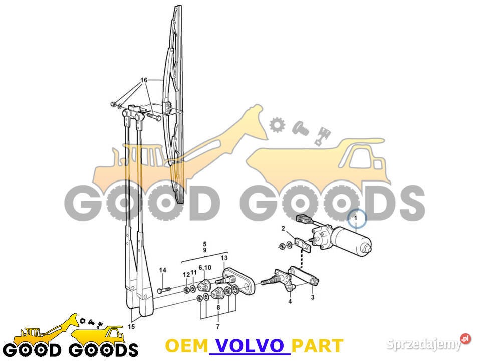 VOLVO SILNIK WYCIERACZKI PRZEDNIEJ SZYBY 24V