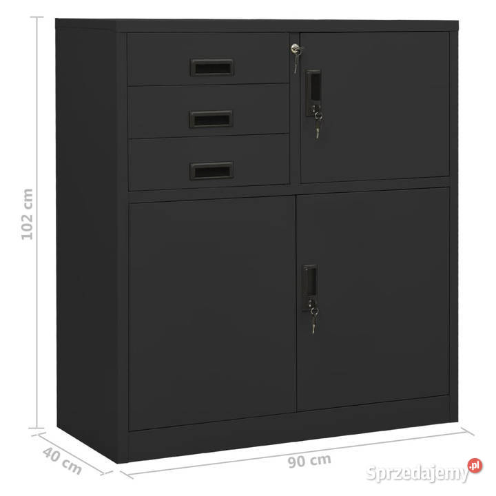 Szafka biurowa z doniczką antracytowa 90x40x125 Warszawa