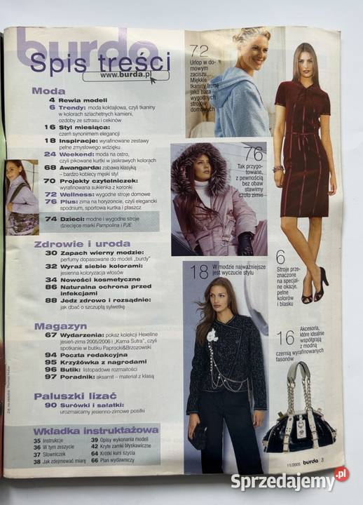 Burda Moden 112005 Vintage Moda Jesień Wykroje Warszawa