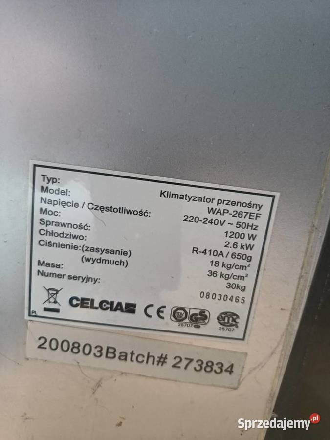 Klimatyzator Celcia wap 267ef Skawina sprzedam