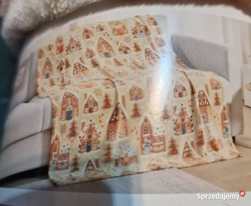 NOWY Koc świąteczny flanela piernikowe Wrocław