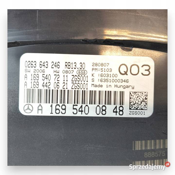 LICZNIK ZEGARY A1695400848 Mercedes W169 20 CDI lubelskie Chełm sprzedam