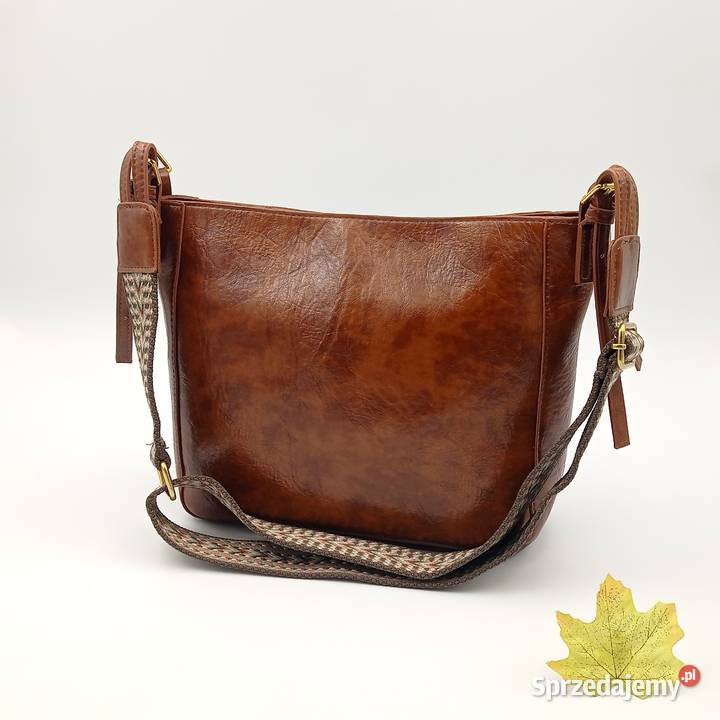 Torebka skórzana na ramie Vintage brąz Zawiercie