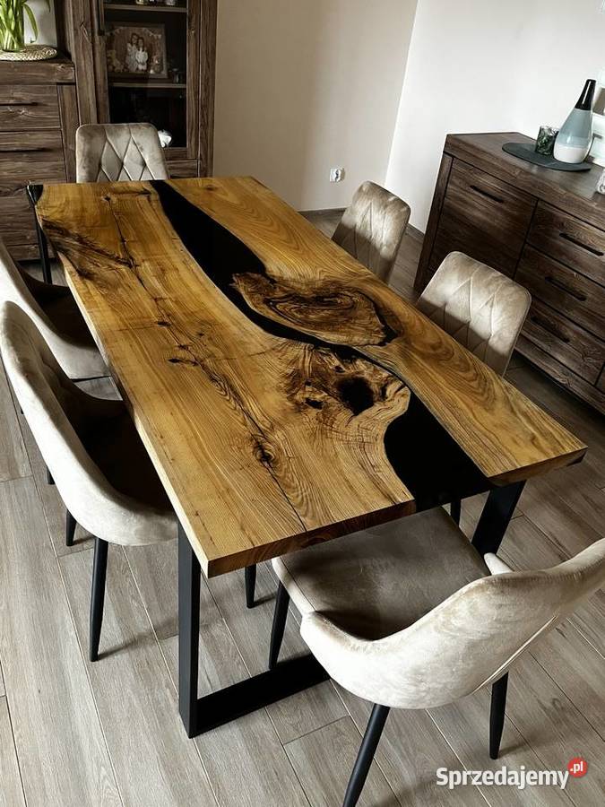 Stół jesionowy żywica epoksydowa loftowy 75cm Warszawa