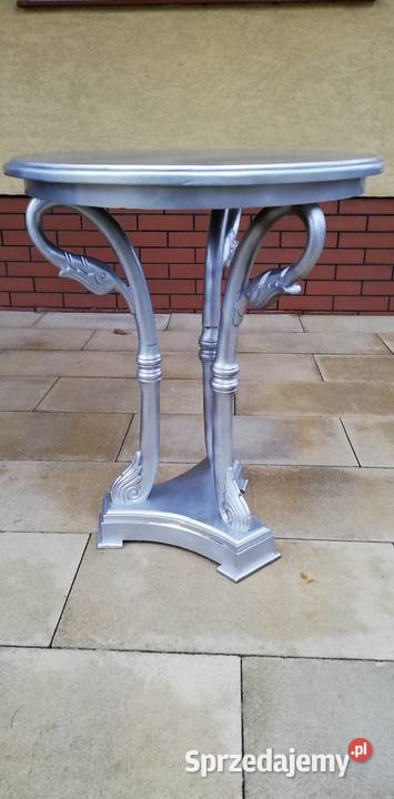 Stolik srebrny kawowy Glamour okrągły stylowy Garwolin