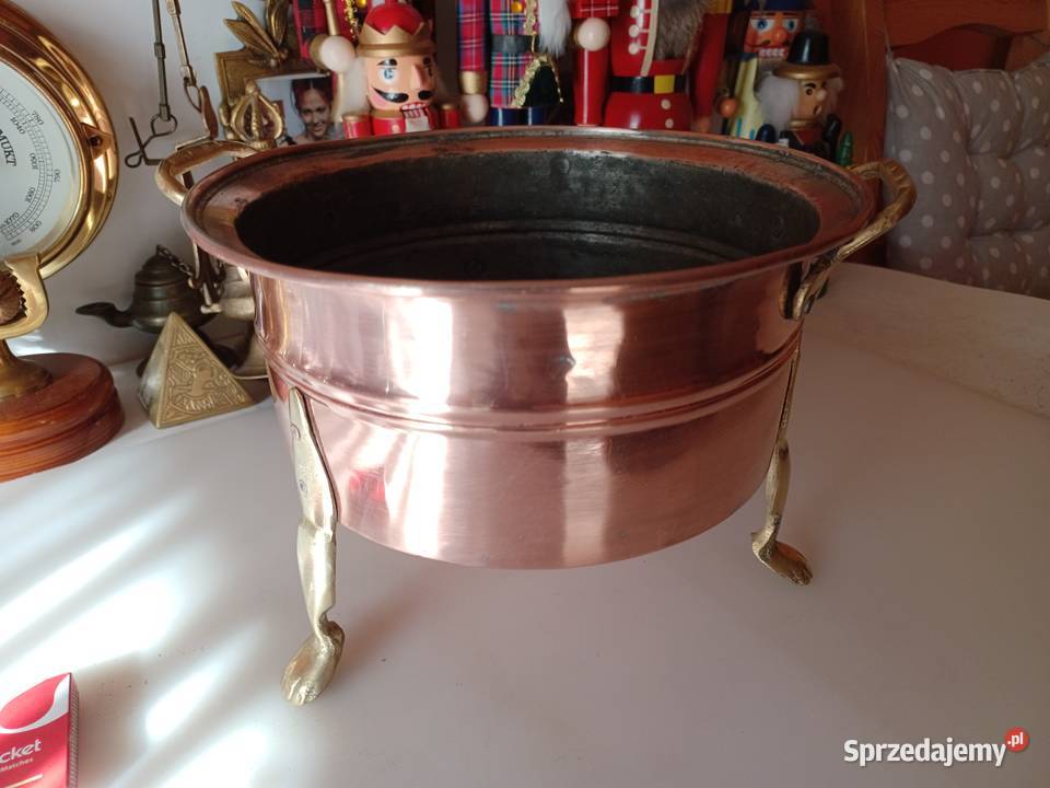 Duży miedziany skandynawski kocioł donica Poznań