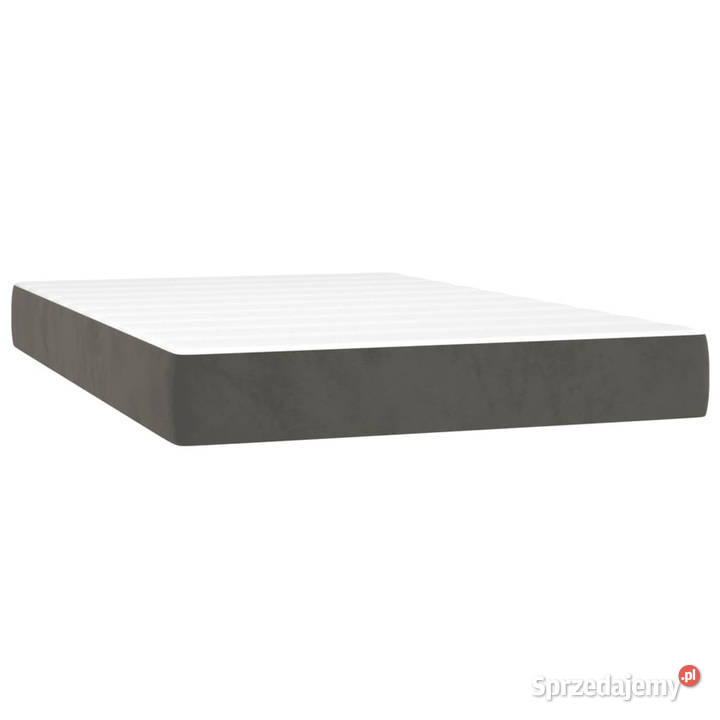 Łóżko kontynentalne z materacem i LED szary 128cm