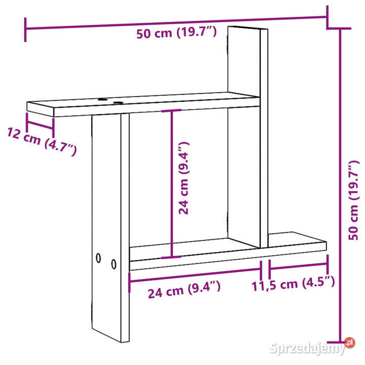 Półki ścienne 2 brązowy dąb 50x12x50 WM853260 Warszawa