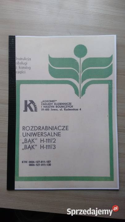 rozdrabniacz BĄK H1112 H1113 instrukcja i Stalowa Wola
