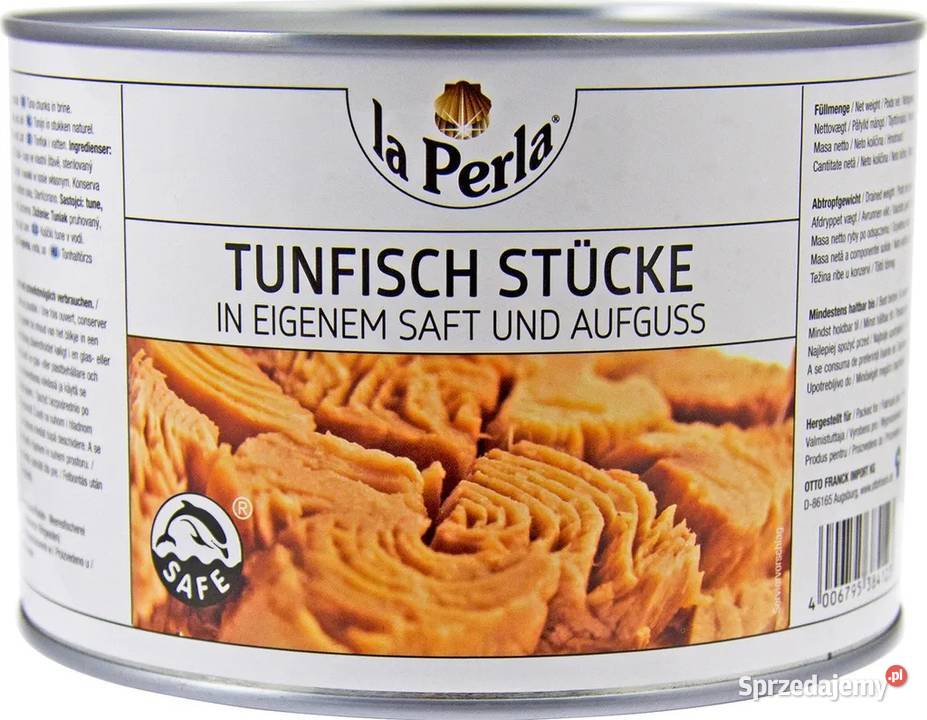 Kawałki tuńczyka La Perla we własnym soku i Ryby Świdnica sprzedam