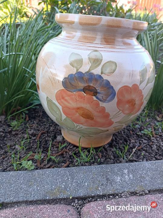 Wazon duży pękaty ikebana Poterie France letnie