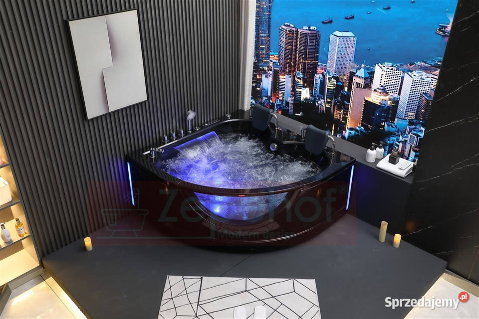 Wirujące dysze Czarna wanna z hydromasażem Grabówka sprzedam