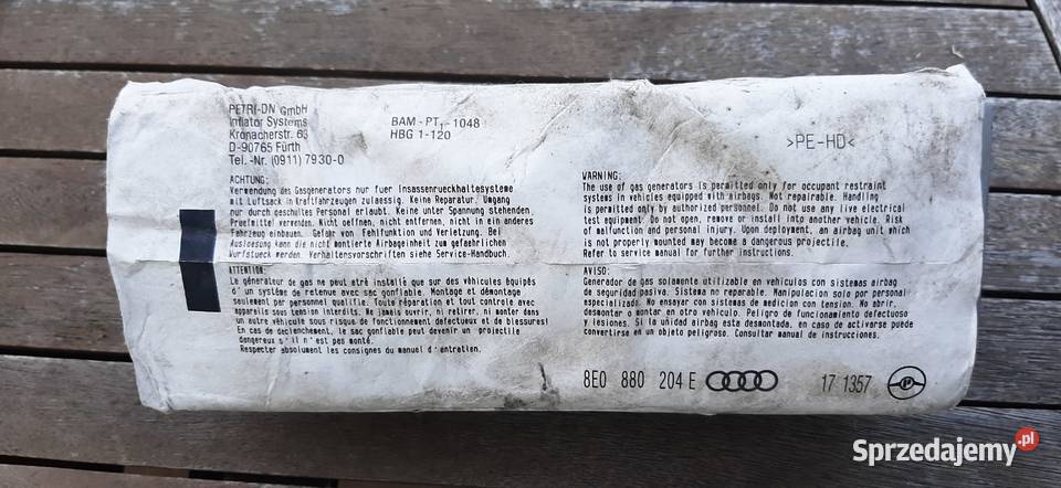 Poduszka powietrzna pasażera 8E0880204E Audi A4 poduszki powietrzne Chocianów