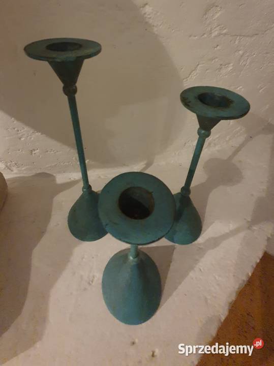 ŚWIECZNIKI 3 metalowe niebieskie provensalskie sprzedam
