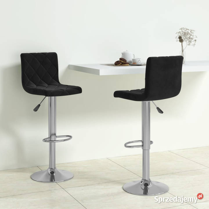 Stołki barowe 2 czarne obite aksamitem WM333684 Warszawa