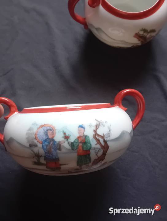 Zestaw cukiernica mlecznik porcelana styl Porcelana i szkło wielkopolskie Koźminek