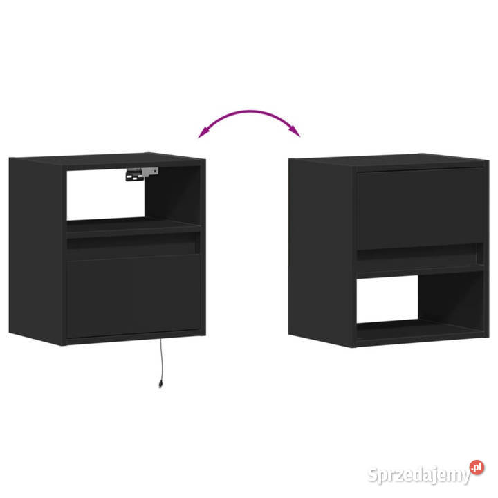 Ścienne szafki TV z LED 2 czarne 41x31x45 Warszawa sprzedam