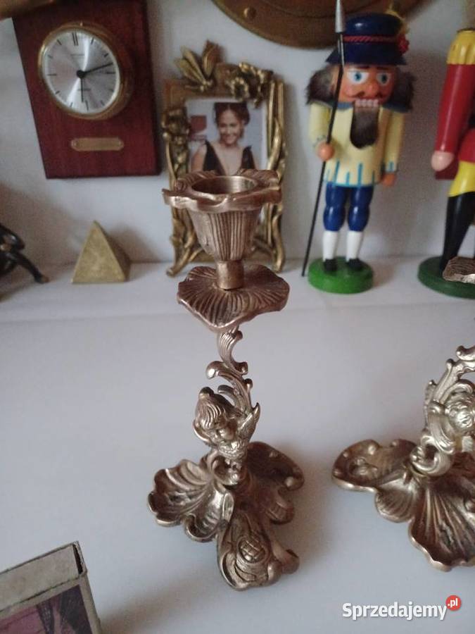 Komplet dwóch świeczników Mosiądz Kolekcja Poznań