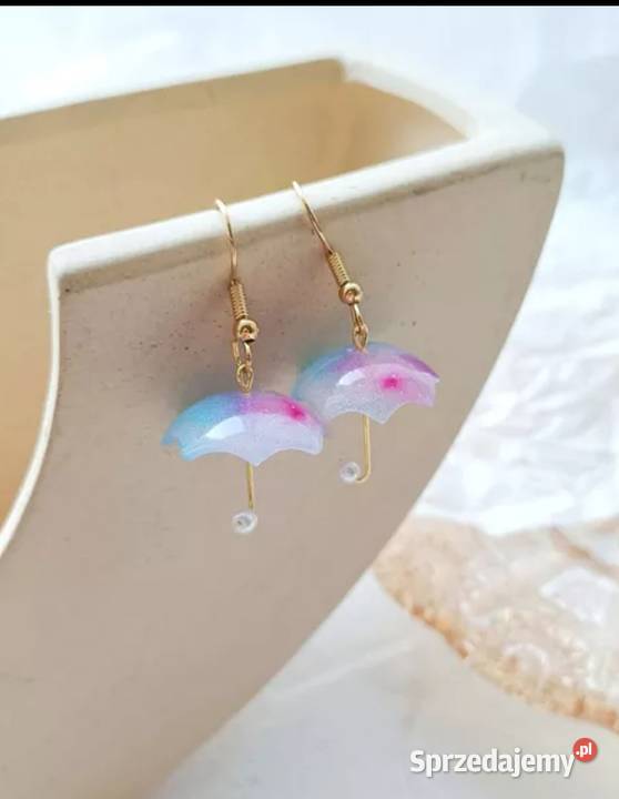 Kolorowe kolczyki parasolki różowoniebieskie Kołobrzeg sprzedam