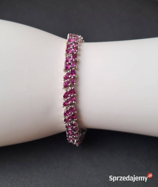 Bransoletka srebro rodowane 925 granaty rodolity Biżuteria Otwock sprzedam